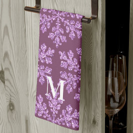Snowflake Plum Bling Chic Monogram Weihnachten Geschirrtuch