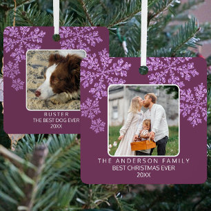 Snowflake Plum Bling Elegante 2 Foto Weihnachten Ornament Aus Metall