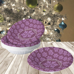 Snowflake Plum Bling Niedliches Weihnachtsfest Par Pappteller