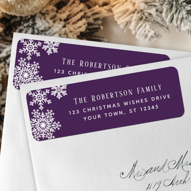 Snowflake Purple Christmas Holiday Return Address (Von Creator hochgeladen)