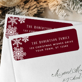 Snowflake Red Christmas Holiday Return Address