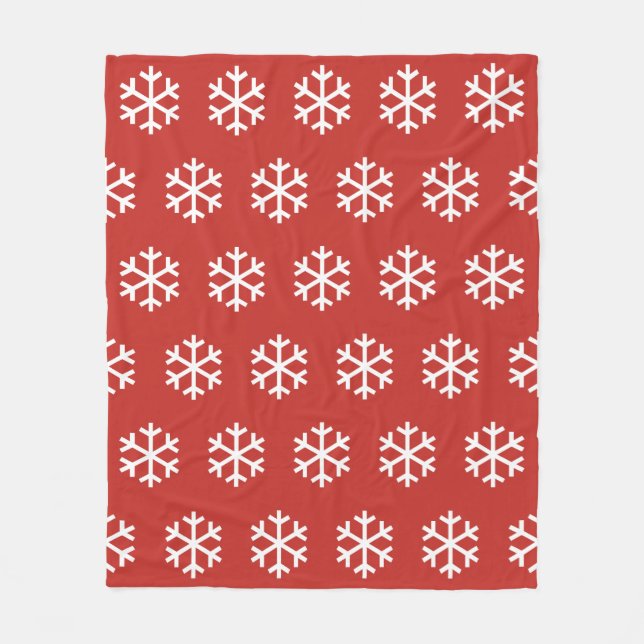 Snowflake Red Fleece Blanket (Vorderseite)