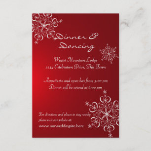 Snowflake Red Winter Wedding Empfang Begleitkarte