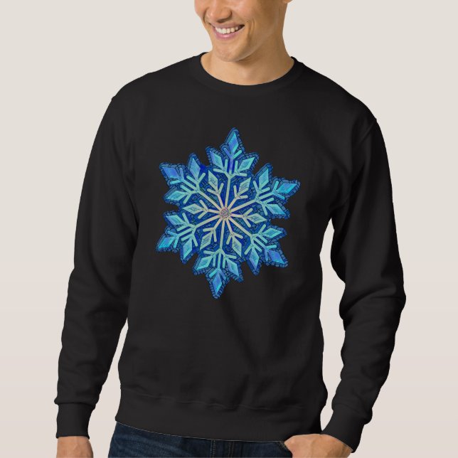 SNOWFLAKE-Retro-Vintage Schneeflocke, Wintersport Sweatshirt (Vorderseite)