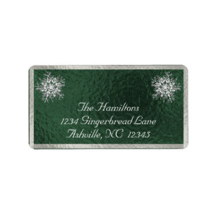 Snowflake & Ribbon Rücksendeadresse - Grün Adressaufkleber