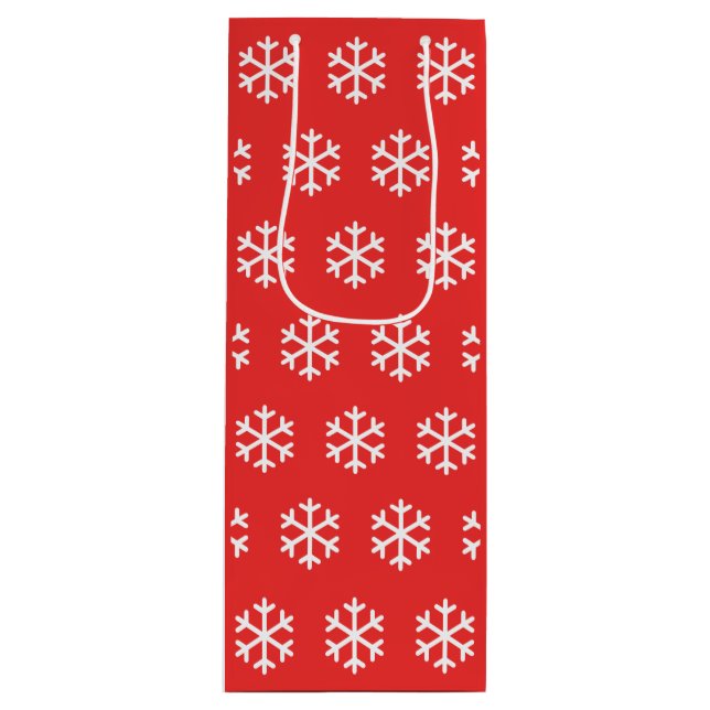 Snowflake Roter Weihnachtswein Geschenktasche Geschenktüte Für Weinflaschen (Vorderseite)