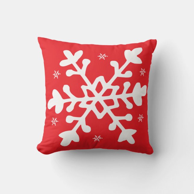 Snowflake Rotes Weihnachten Kissen (Vorderseite)