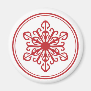 Snowflake Round Magnet - Rot