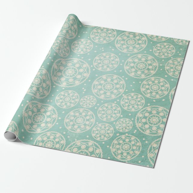 Snowflake Rounds auf blauem Wrapping Paper Geschenkpapier (Ungerollt)