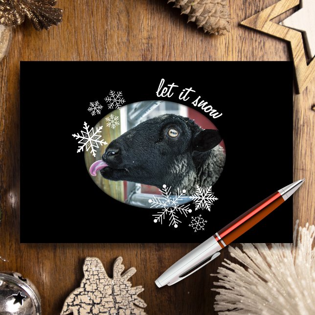 Snowflake-Schaf: Lass es schneien Weihnachtsgrußka (Send this sassy sheep to your favorite flakes this holiday season!)
