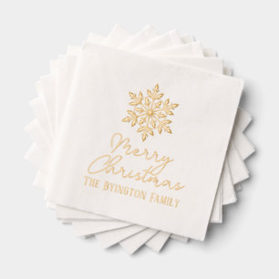 Snowflake Script Holiday Gruß Familienname Servietten Mit Folie