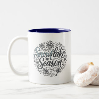 Snowflake Season Winterästhetische Kaffeepause Tas Zweifarbige Tasse