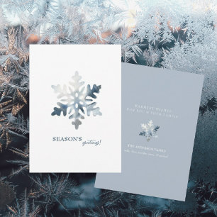 Snowflake Season's Grüße Simple Icy Blue Feiertagskarte