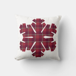 Snowflake Shaped Plaid Red Burgundy Kissen