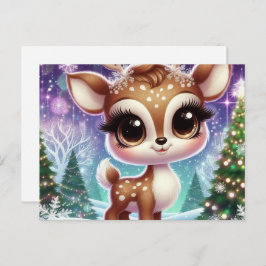 Snowflake Sparkle Baby Reindeer Einladungspostkarte