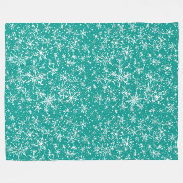 Snowflake Sparkle Nahtloses Muster Fleecedecke (Vorderseite (Horizontal))