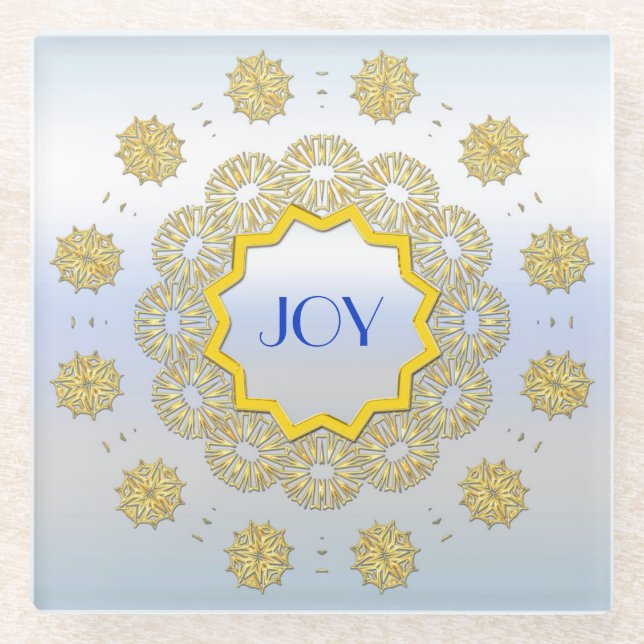 Snowflake Star Holiday Gold Silver Lacy Circle Glasuntersetzer (Vorderseite)