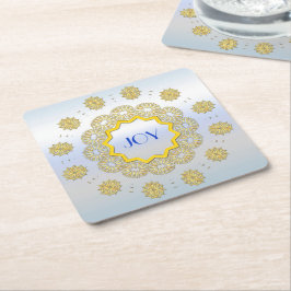 Snowflake Star Holiday Gold Silver Lacy Circle Rechteckiger Pappuntersetzer