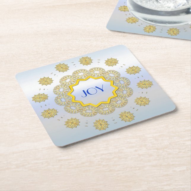 Snowflake Star Holiday Gold Silver Lacy Circle Rechteckiger Pappuntersetzer (angewinkelt)