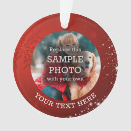 Snowflake Stars Foto Red Ornament