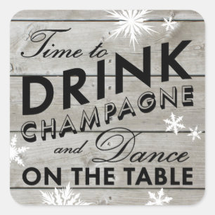 Snowflake Sticker Zeit, Champagner zu trinken