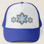 Snowflake Sugar Cookie Winter Hanukkah Christmas Truckerkappe<br><div class="desc">Hat features an original marker illustration of blue snowflake sugar cookie. Perfect for Hanukkah and Christmas holiday celebrations!

Don't see what you're looking for? Need help with customization? Click "contact this designer" to have something created just for you!</div>