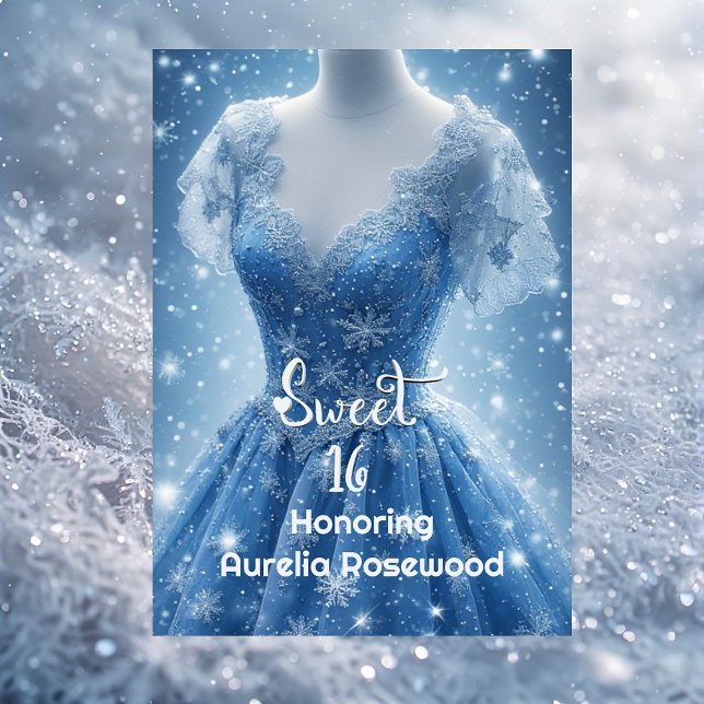 Snowflake Sweet 16 Ice Blue Silver Snow Rhinestone Einladung (Snowflake Sweet 16 Ice Blue Silver Snow Rhinestone Invitation)