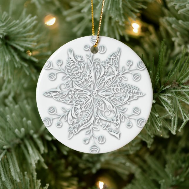 Snowflake Swirl Keramik Ornament (Baum)