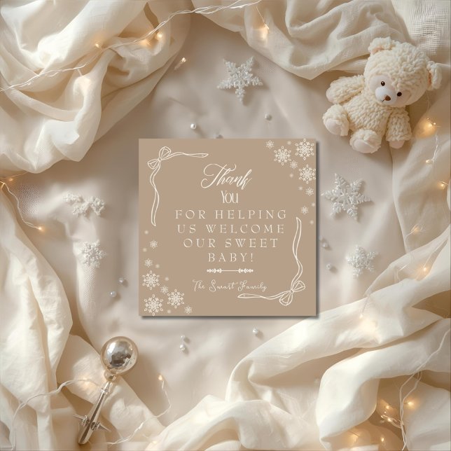 Snowflake Taupe  Labor & Delivery NICU Hospital   Dankeskarte (Snowflake Taupe Labor & Delivery NICU Hospital Thank You Card)