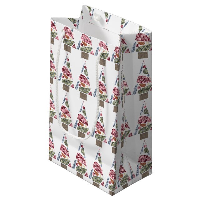 Snowflake Teardrope Tree Kleine Geschenktasche Geschenktüte (Vorderseite Schrägansicht)