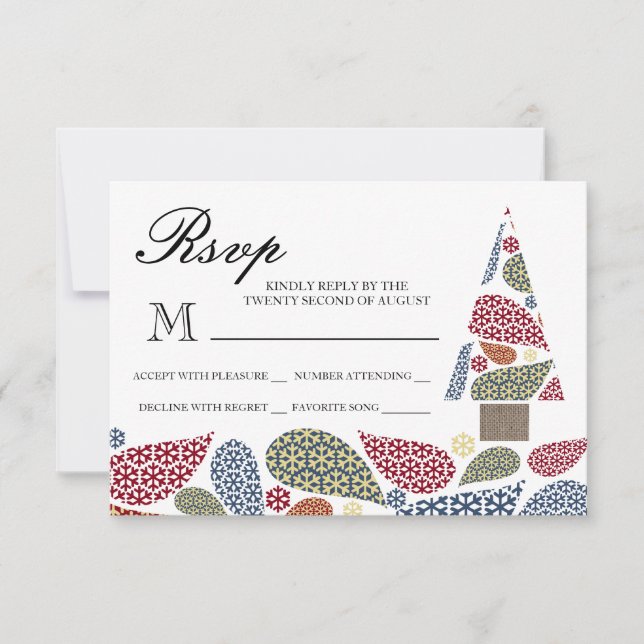 Snowflake Teardrops Tree UAWG RSVP Karte (Vorderseite)