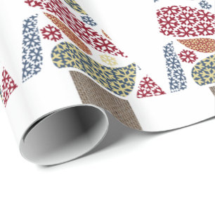 Snowflake Teardrops Tree Weihnachtswrapping Paper Geschenkpapier