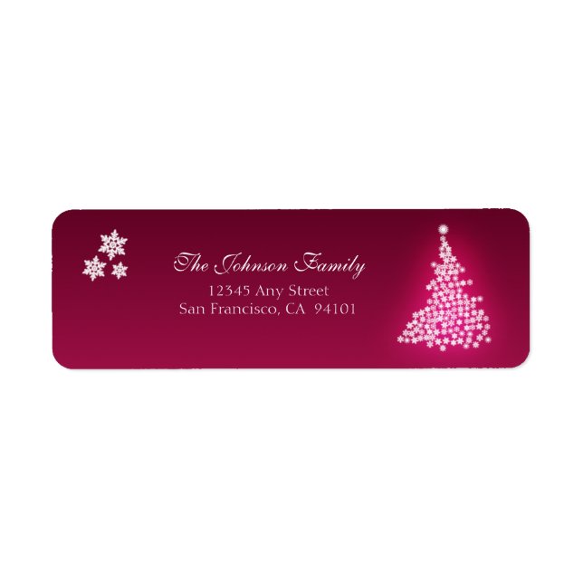 Snowflake Tree Holiday Address Labels (magenta) (Vorne)