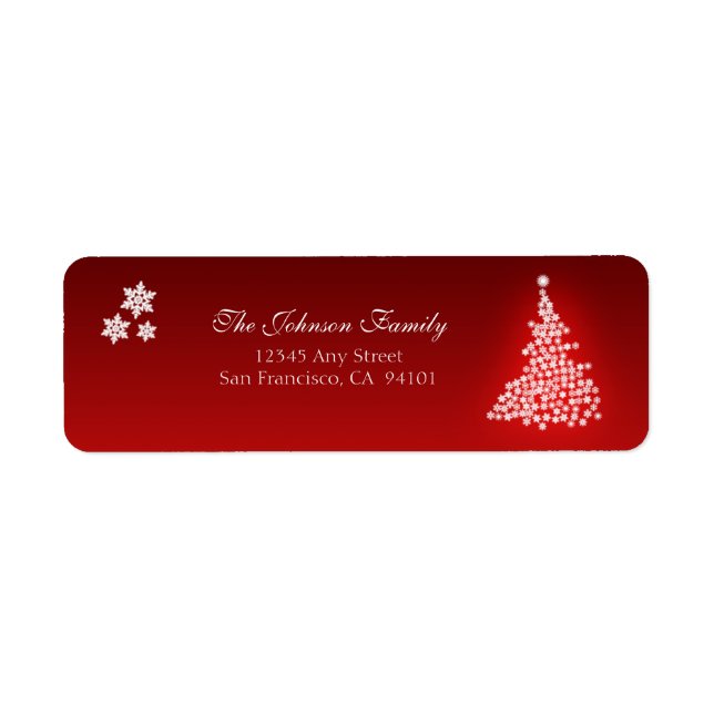 Snowflake Tree Holiday Address Labels (rot) (Vorne)