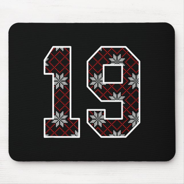 Snowflake Ugly Christmas Number 19 Uniform #19 Jer Mousepad (Vorne)