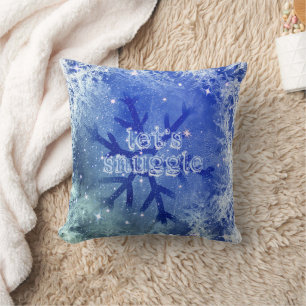 Snowflake Watercolor Blue Lasse Snuggle Kissen