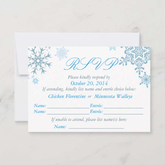 Snowflake Wedding RSVP Card (Malibu Silver) (Vorderseite)