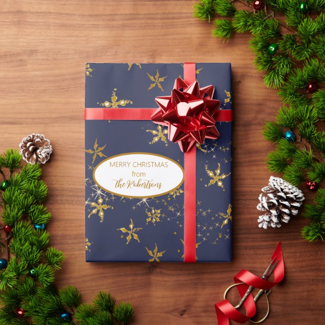 Snowflake Weihnachten Elegante Gold Twinkle Star N Geschenkpapier (Feiertagsgeschenk)