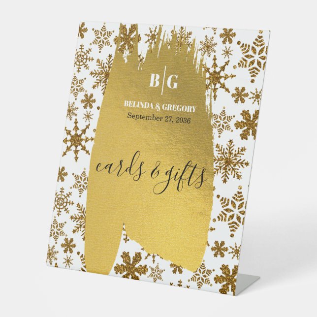 Snowflake Weihnachten Hochzeiten Karten & Geschenk Sockelschild (Vorderseite)