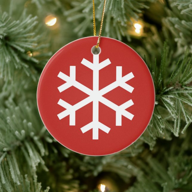 Snowflake Weihnachten Rote Keramik Ornament (Baum)