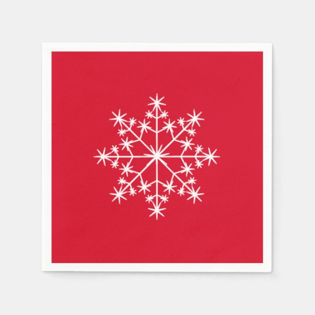 Snowflake Weihnachten Weihnachten Roter Urlaub Serviette (Vorderseite)