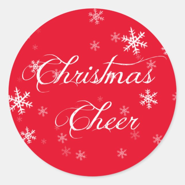 Snowflake Weihnachts-Cheer Red Envelope Runder Aufkleber (Vorderseite)