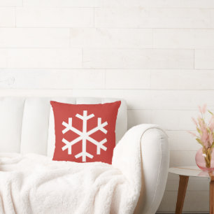 Snowflake Weihnachts Red Throw Kissen
