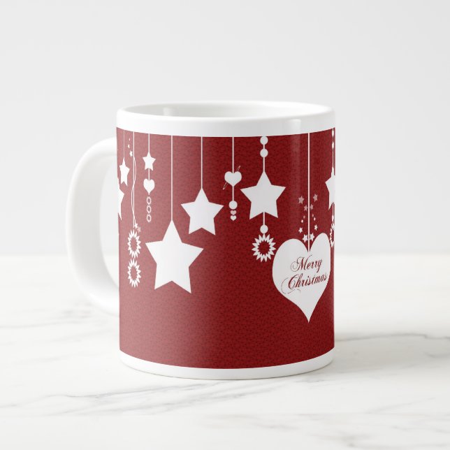 Snowflake Weihnachts-Tasse Jumbo-Tasse (Vorderseite Links)