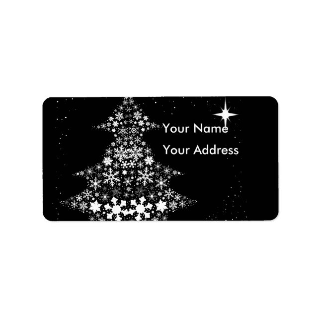Snowflake Weihnachtsbaum Adressaufkleber (Vorne)