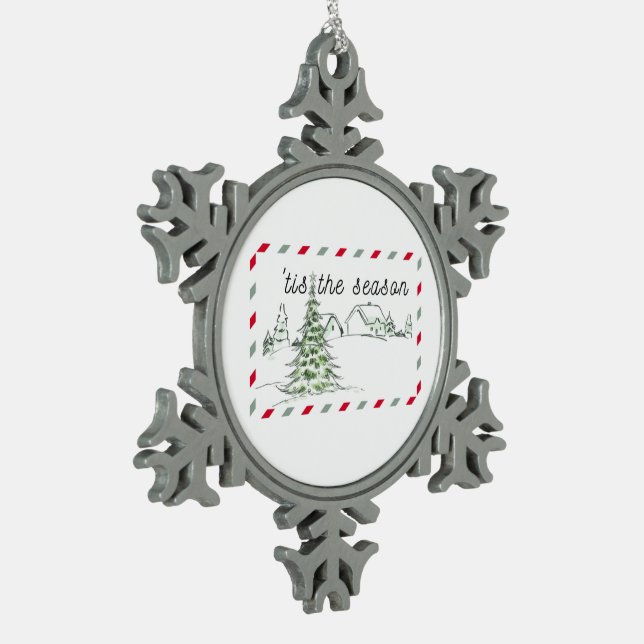 Snowflake Weihnachtsbaum Schneeflocken Zinn-Ornament (Links)