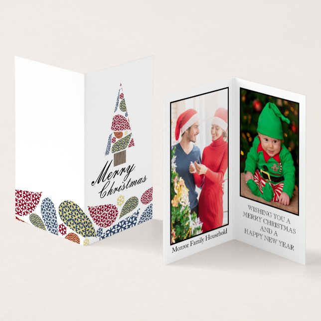 Snowflake Weihnachtsbaum, Weihnachtskarte für das  Visitenkarten (Innenseite und Außenseite)