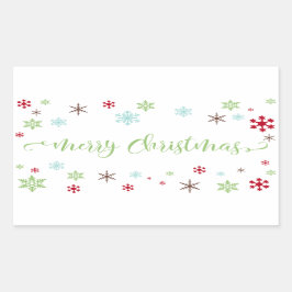 Snowflake Whimsy Frohe Weihnachten Grüne Typografi Rechteckiger Aufkleber