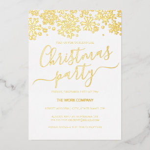 Snowflake White Gold Weihnachts-Party Folieneinladung