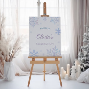 Snowflake Winter 1. Geburtstag Wunderland Willkomm Poster